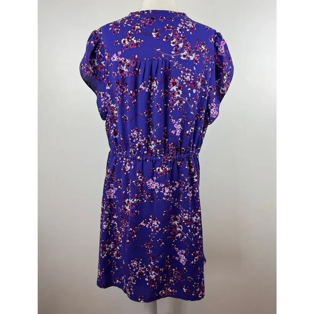 41 Hawthorn Womens Floral Cinched Waist Mini Dress in Purple Sz 1X | Feminine - Picture 2 of 15